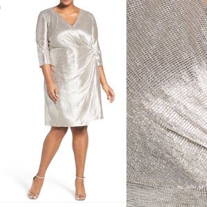 TAHARI Silver Wrap Dress (Plus size)